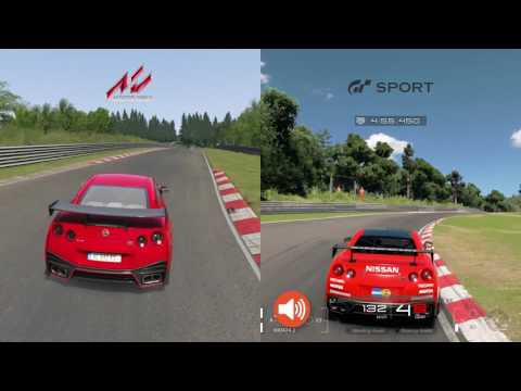 GT Sport Beta VS Assetto Corsa PS4 Nissan GT-R @ Nordschleife Comparison [1080p60]