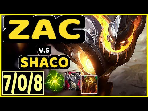 LAMABEAR (ZAC) vs SHACO - 7/0/8 KDA JUNGLE CHALLENGER GAMEPLAY - EUW