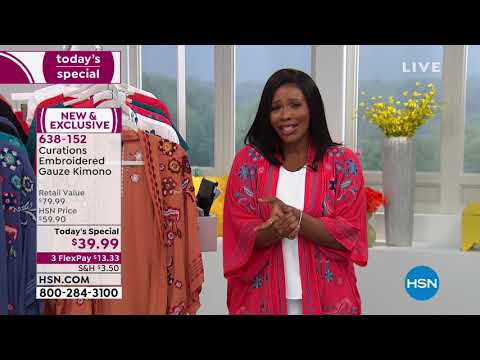 Curations Embroidered Gauze Kimono