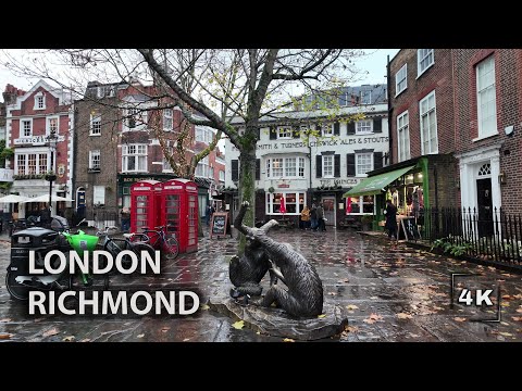 🇬🇧 Rainy London Autumn Walk : Richmond | 4K
