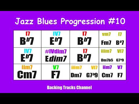 Bb Jazz Blues Jam Track - Chord Progression # 10 - 150 BPM