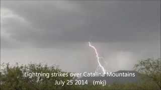 preview picture of video 'Santa Catalina AZ Lightning Strikes 7 25 2014 facing Northeast'