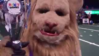 Macho Man Champ Slamson the Lion at Mascot Games June 2015