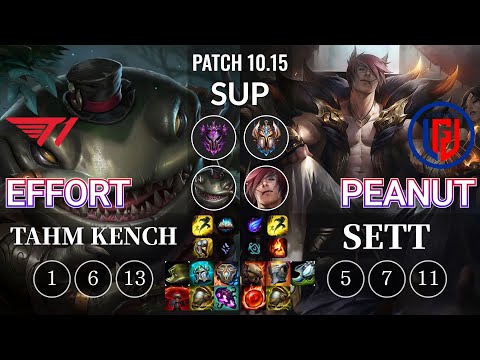 T1 Effort Tahm Kench vs LGD Peanut Sett Sup - KR Patch 10.15