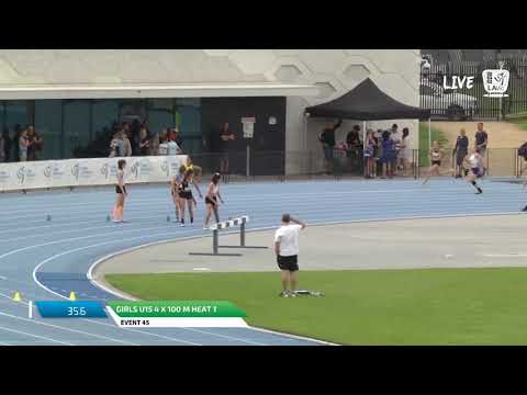 Girls U15 4 x 100m Heat 1 - 2018 SUBWAY State Relay Championships // LAVicTV