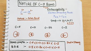 3) Nature of C-X bond| Dipole moment, Bond length in haloalkanes||Haloalkane & Haloarenes chapter10