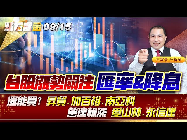 台股漲勢關注匯率&降息還能買? #昇貿 #加百裕 #南亞科 營建輪漲 #愛山林 #永信建 《點石盛金》石富景