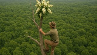 Climbing a Sky-High Dry Tree to Harvest Rare Green Forest Cinnamon