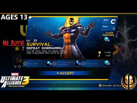 Lv. 33 Survival Defeat Dormammu (No Buffs) - Ultimate Alliance 3