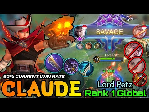 Perfect SAVAGE!! Claude 90% Current Win Rate Perfect Play   Top 1 Global Claude by Lord Petz   MLBB