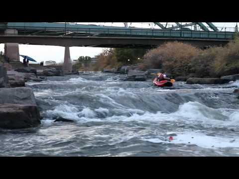 Kayak class II rapids in Downtown Denver Colorado