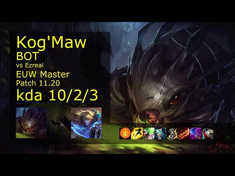Kog'Maw ADC vs Ezreal - EUW Master 10/2/3 Patch 11.20 Gameplay