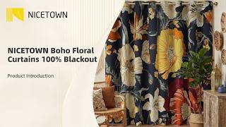 NICETOWN Boho Floral Curtains 100% Blackout