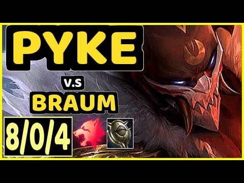PAPRYZE (PYKE) vs BRAUM - QUADRAKILL 8/0/4 KDA BOTTOM SUPPORT CHALLENGER GAMEPLAY - OC