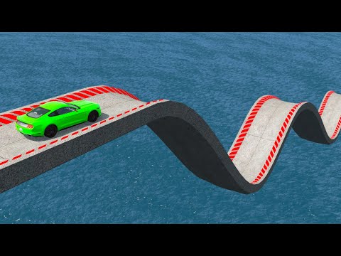Impossible Weird Wave Bridge Crossing Cars Vs Deep Water - BeamNG.Drive