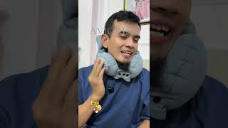 Bantal leher travel tiup, empuk, ringan, praktis, mudah dibawa saat perjalanan. #BantalLeher #Bantal