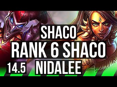 SHACO vs NIDALEE (JNG) | 6/0/3, Rank 6 Shaco, 1300+ games, Dominating | BR Grandmaster | 14.5