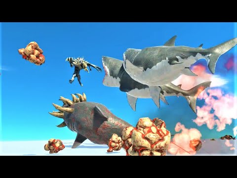 WAR BATTLE !! Mutant megalodon army vs ALL UNITS ARBS animal revolt battle simulator