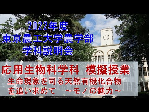 2022年度東京農工大学農学部　学科説明会　応用生物科学科　模擬授業　生命現象を司る天然有機化合物を追い求めて～モノの魅力～