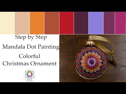 Easy Mandala Dot Painting Tutorial | Christmas Ornament | No Talking| Meditative Music