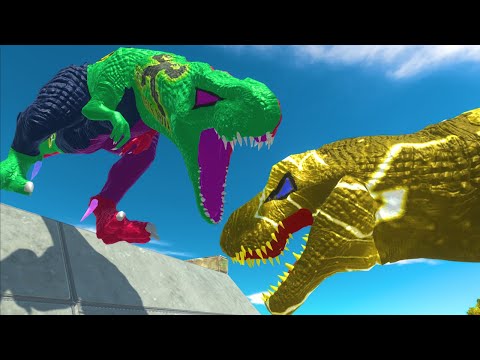COMPOUND HULK T-REX DEATH RUN WITH HP BAR CASTLE-Animal Revolt Battle Simulator