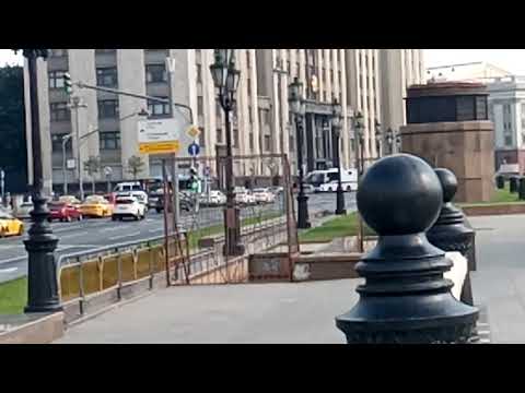 Russian operational police car GAZ 2705 and paz vector next in Moscow