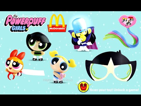 2016 McDONALD'S THE POWERPUFF GIRLS CARTOON NETWORK SET OF 6 HAPPY MEAL KIDS TOYS COLLECTION PREVIEW Video
