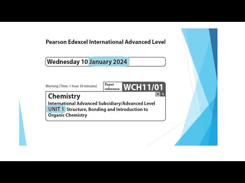Unit 1 January 2024 -  AS Chemistry Edexcel -  Dr  Hanaa Assil