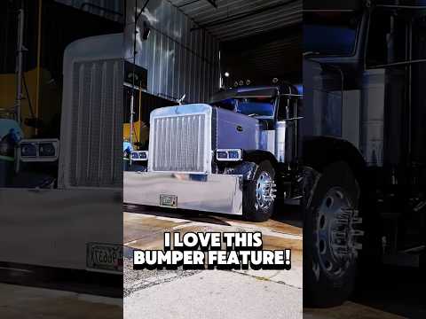 I love this bumper lifting feature on this Peterbilt semi truck. #customtruck #trucking #longnose