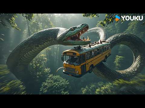 🚌🐍 BUS in jungle FLY by GIANT SNAKE! Oh-ho! Sky crash coming! | Snake 3 | YOUKU MONSTER MOVIE