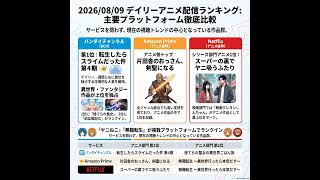 2026/08/09 - Daily SVOD Anime Ranking｜なぜ配信ランキングは異世界ばかりなのか