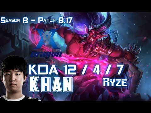 KZ Khan RYZE vs CHO'GATH Top - Patch 8.17 KR Ranked