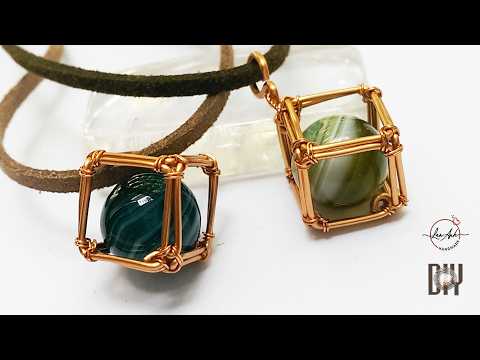 How to wrapping big stone without holes | Cube pendant