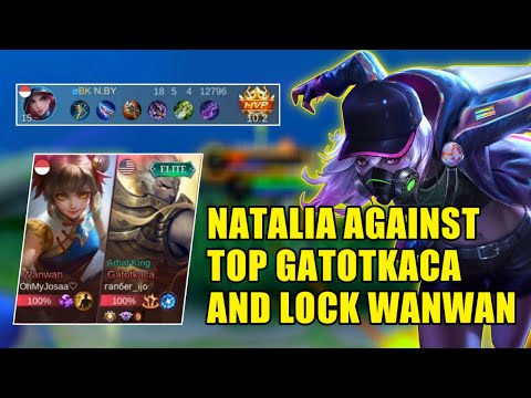 Natalia Against Top Gatotkaca + Lock Enemy MM Till Bronze ! Gameplay ~ Mobile Legends