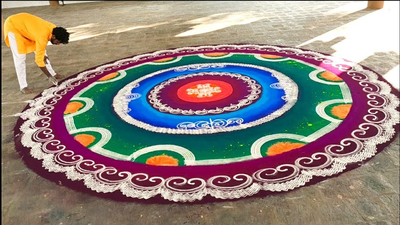 Big colorful mandala rangoli design by ganesh vedpathak