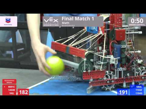 VEX Worlds 2016 - VRC HS Math - Finals 1 (8691C 1404B 10Q) 249 vs 376 (185A 1104Z 1104G)