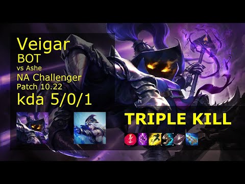 Veigar Bot & Alistar vs Ashe & Leona - NA Challenger 5/0/1 Patch 10.22 Gameplay