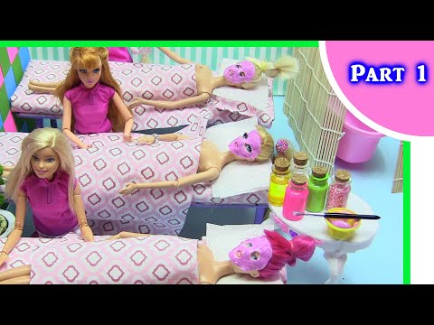 Barbie Miniature Spa Dollhouse [part 1]: Foam Slime Foot Bath + Hot Rock Massage | Rainbow Collector