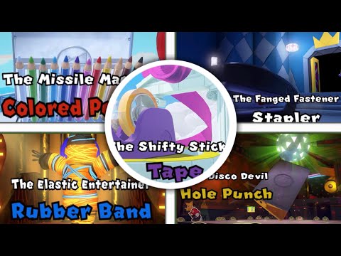 Paper Mario: The Origami King - All Legion of Stationery Boss Introductions