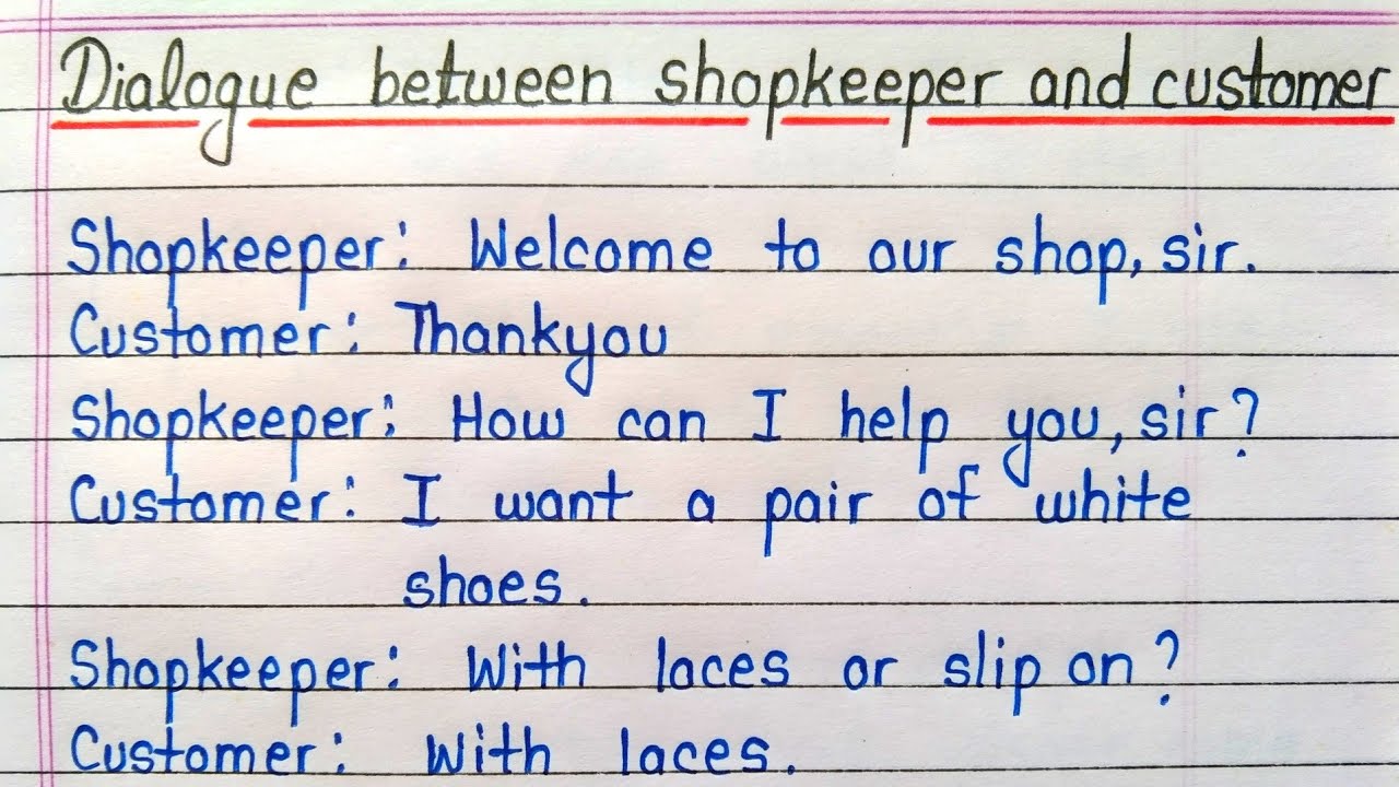 Dialogue between shopkeeper and customer in english