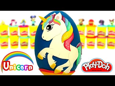 Ovo Surpresa Gigante do Unicórnio do Arco Íris em Português Brasil de Massinha Play Doh