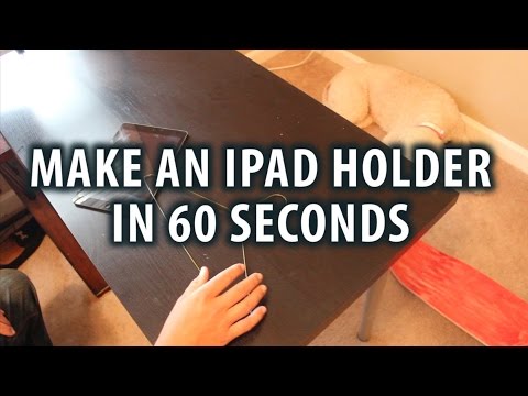 60 second iPad stand using coat hanger - DIY