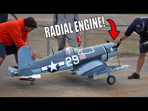 Amazing Giant Scale F4U Corsair Maiden Flight - TRUE RADIAL SOUND!