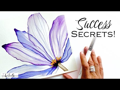 ATTENTION BEGINNERS! Easy Step-by-Step Transparent Flower Layering Watercolor Tutorial!