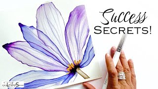 ATTENTION BEGINNERS! Easy Step-by-Step Transparent Flower Layering Watercolor Tutorial!