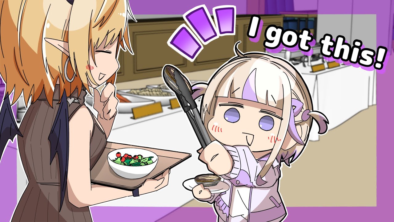 Choco went to the buffet with Hajime.【Animated Hololive/Eng sub】【Choco/Hajime】