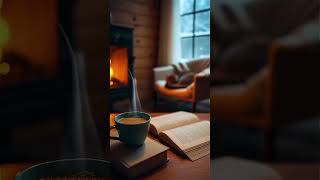Cozy Fireplace Reading Ambience | Snowy Evening Home Retreat