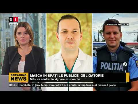 ȘTIRI B1 ORA 9.00 CU IRINA PETRARU - DE ASTĂZI MASCA ESTE OBLIGATORIE