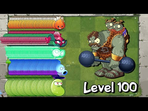 PvZ 2 Every 100 Plant Max Level vs Strongman Gargantuar 100 Level