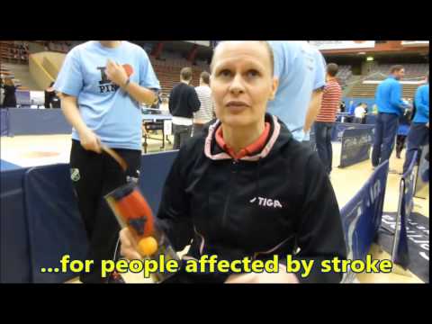 Anna Carin Ahlquist testing Swing Ping Pong, a new Swedish innovation